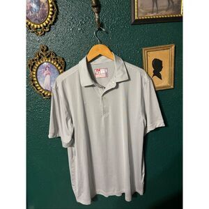 Chick-fil-A Oobe Polo Shirt Mens Large Gray White Striped Hydrochill Golf Casual